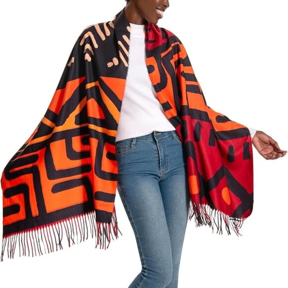 African Tribal Style Double Sided Scarf - Picture 3 of 5